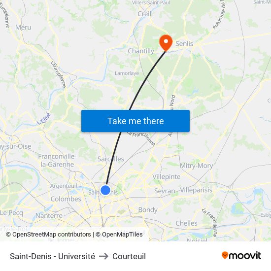 Saint-Denis - Université to Courteuil map