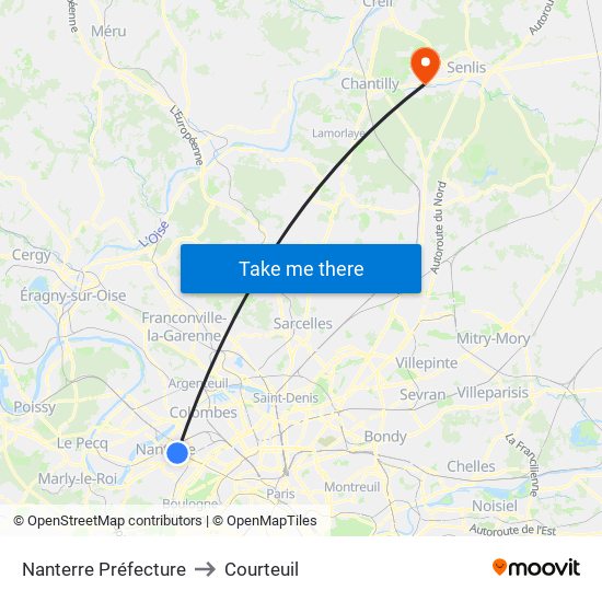 Nanterre Préfecture to Courteuil map