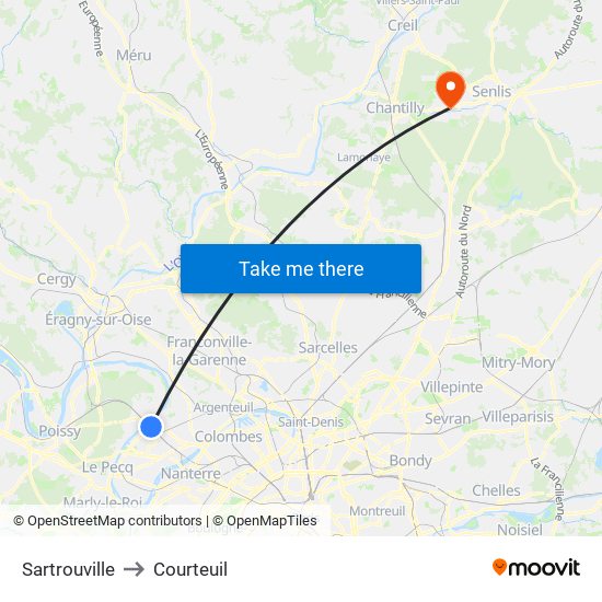 Sartrouville to Courteuil map