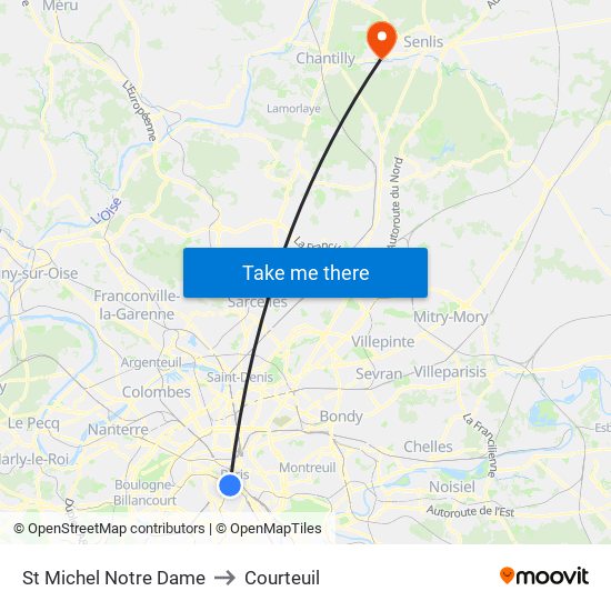 St Michel Notre Dame to Courteuil map