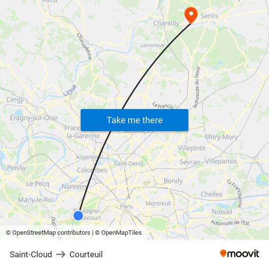Saint-Cloud to Courteuil map