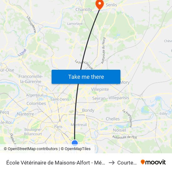 École Vétérinaire de Maisons-Alfort - Métro to Courteuil map