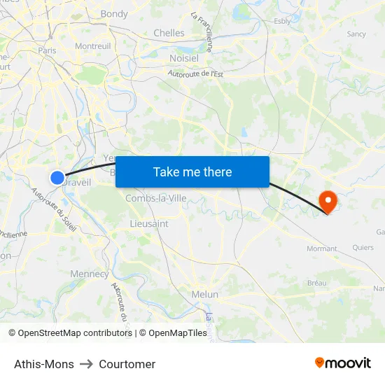 Athis-Mons to Courtomer map