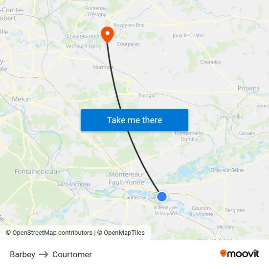 Barbey to Courtomer map