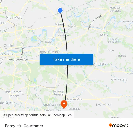 Barcy to Courtomer map