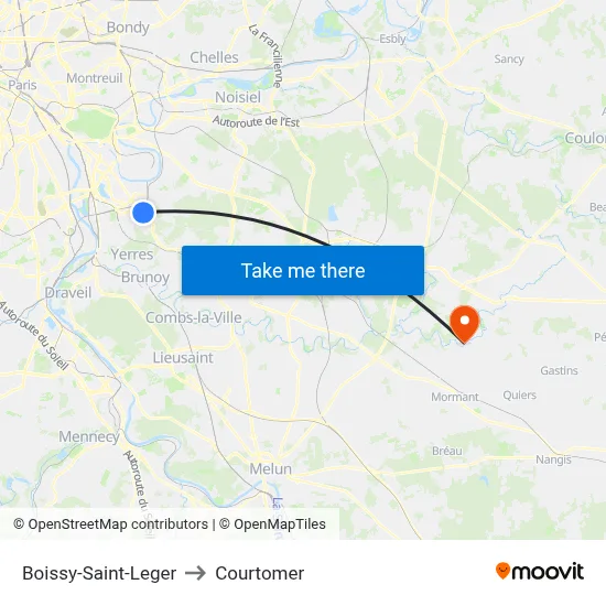 Boissy-Saint-Leger to Courtomer map