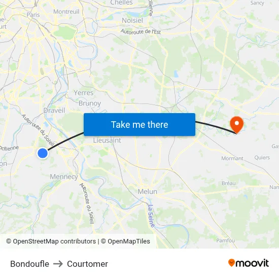 Bondoufle to Courtomer map