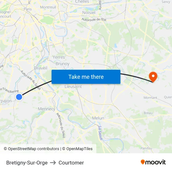 Bretigny-Sur-Orge to Courtomer map