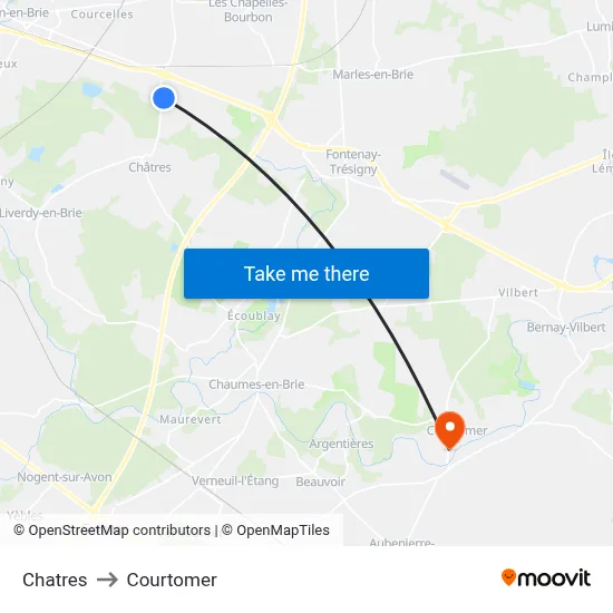Chatres to Courtomer map