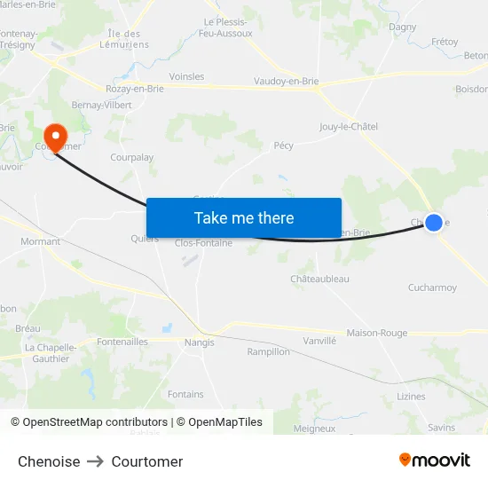 Chenoise to Courtomer map