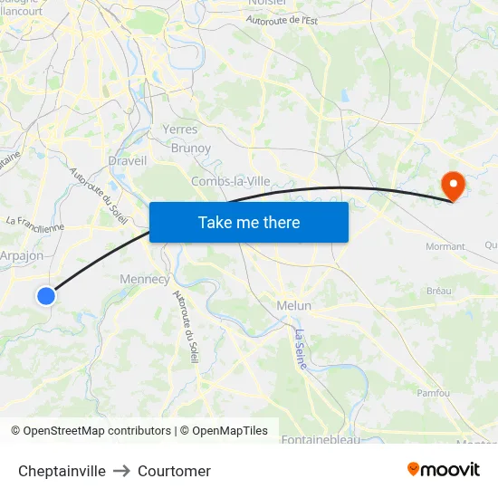 Cheptainville to Courtomer map