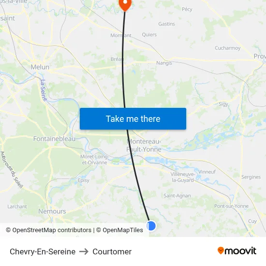 Chevry-En-Sereine to Courtomer map