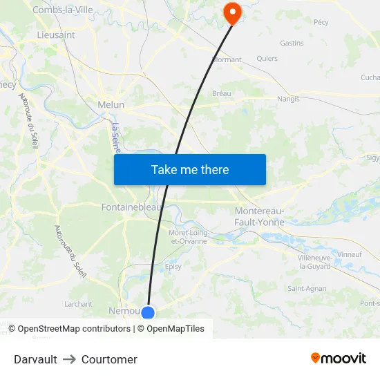 Darvault to Courtomer map