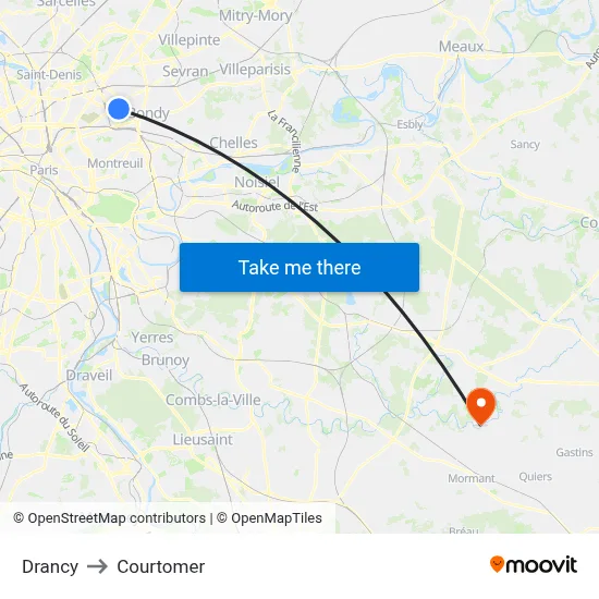 Drancy to Courtomer map