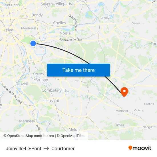 Joinville-Le-Pont to Courtomer map