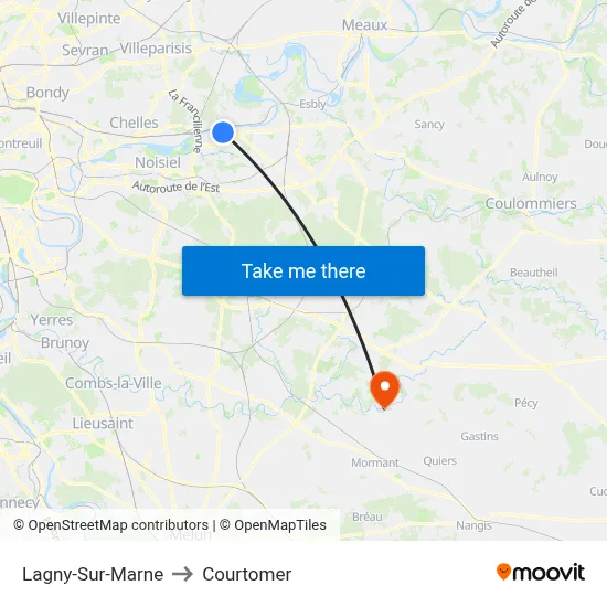 Lagny-Sur-Marne to Courtomer map