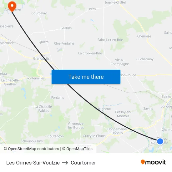 Les Ormes-Sur-Voulzie to Courtomer map