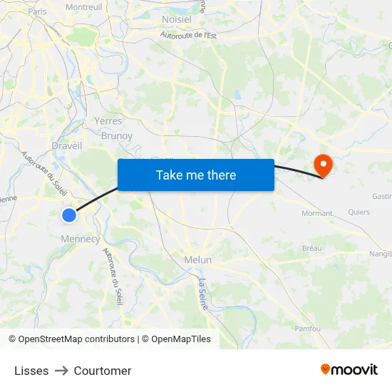 Lisses to Courtomer map