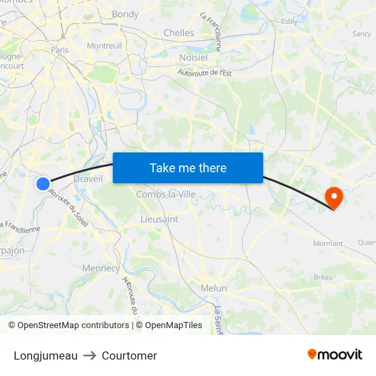 Longjumeau to Courtomer map