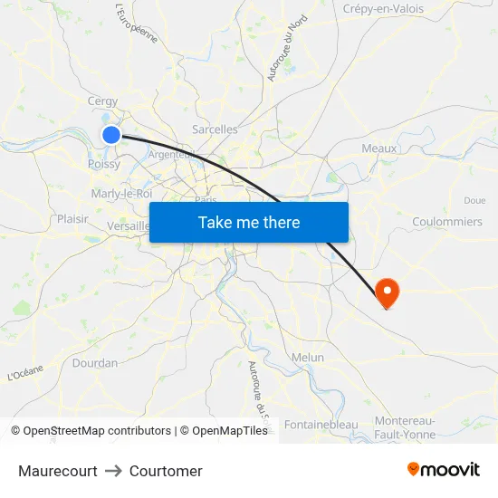 Maurecourt to Courtomer map