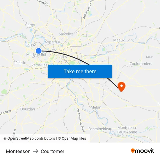 Montesson to Courtomer map