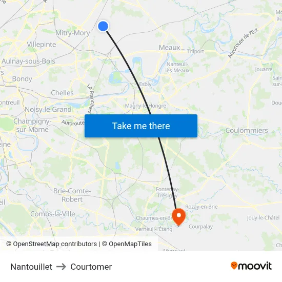 Nantouillet to Courtomer map
