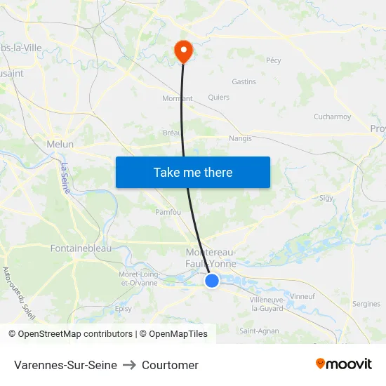 Varennes-Sur-Seine to Courtomer map