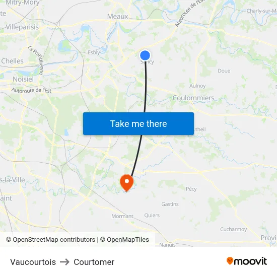 Vaucourtois to Courtomer map