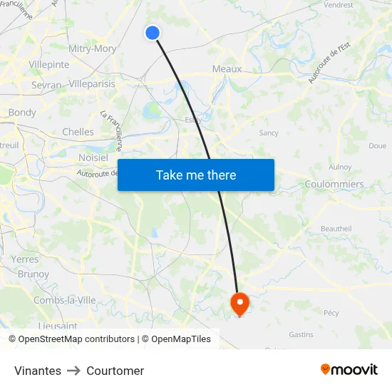 Vinantes to Courtomer map