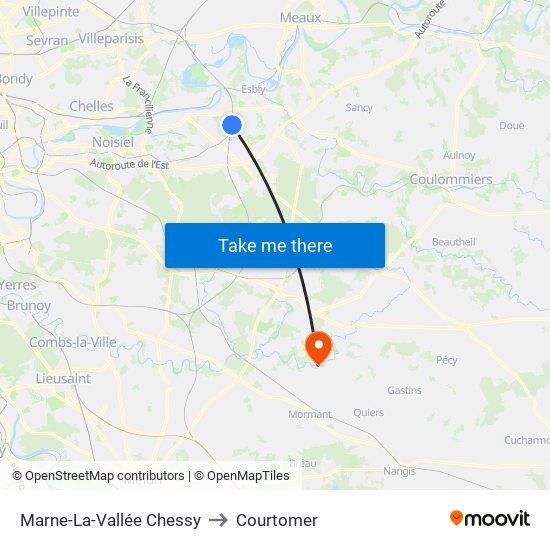 Marne-La-Vallée Chessy to Courtomer map