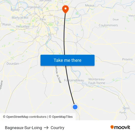 Bagneaux-Sur-Loing to Courtry map