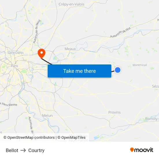 Bellot to Courtry map