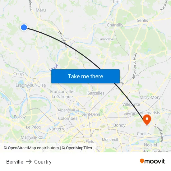 Berville to Courtry map