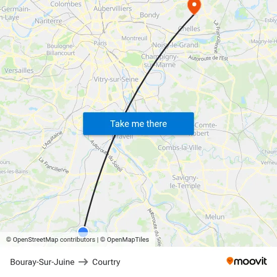 Bouray-Sur-Juine to Courtry map