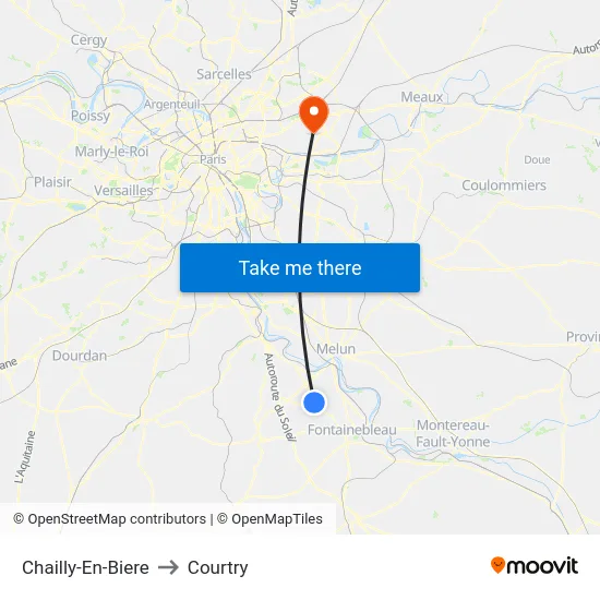 Chailly-En-Biere to Courtry map