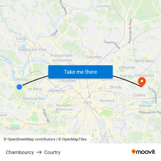 Chambourcy to Courtry map
