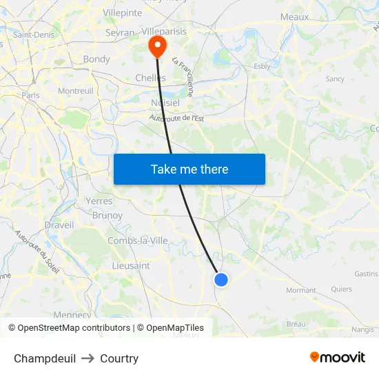 Champdeuil to Courtry map