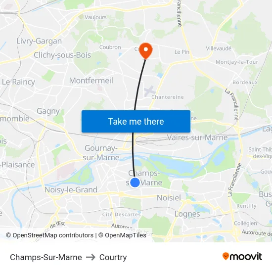 Champs-Sur-Marne to Courtry map