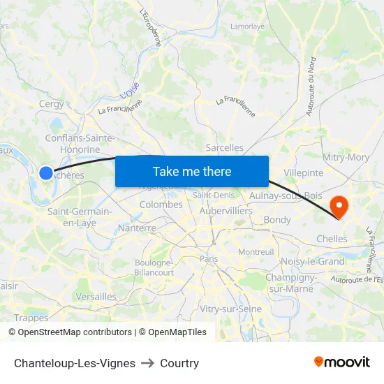 Chanteloup-Les-Vignes to Courtry map