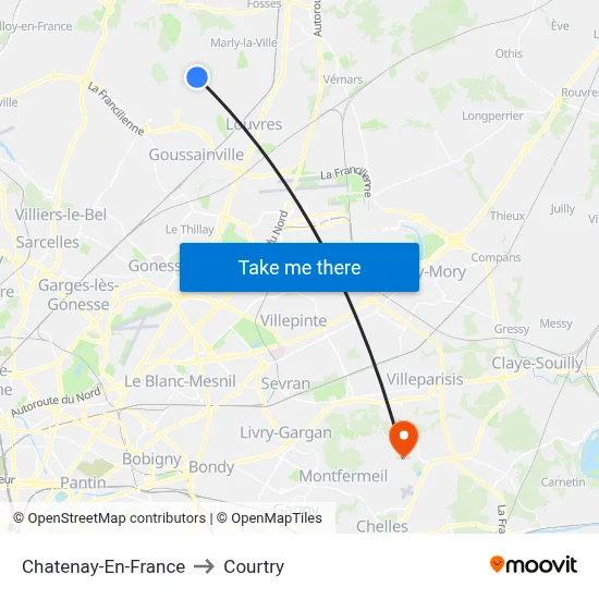 Chatenay-En-France to Courtry map