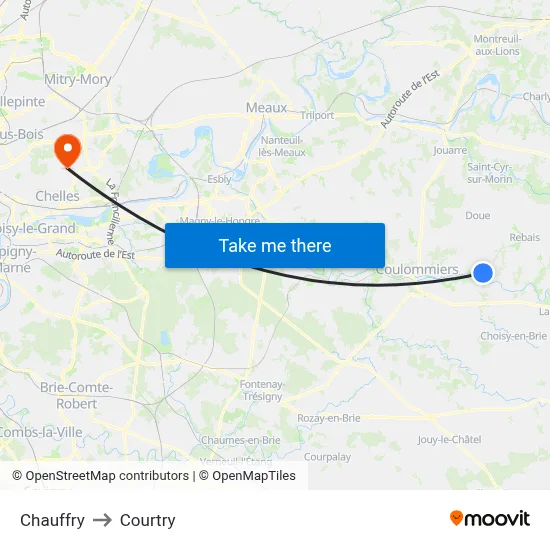 Chauffry to Courtry map
