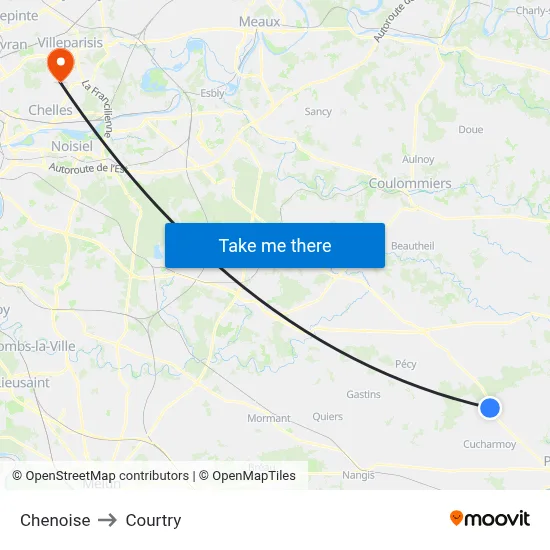 Chenoise to Courtry map