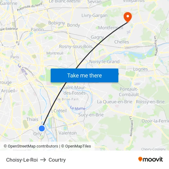 Choisy-Le-Roi to Courtry map