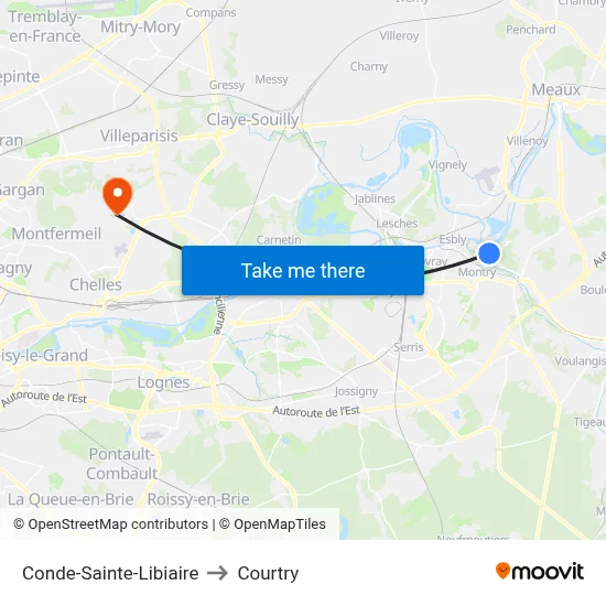 Conde-Sainte-Libiaire to Courtry map
