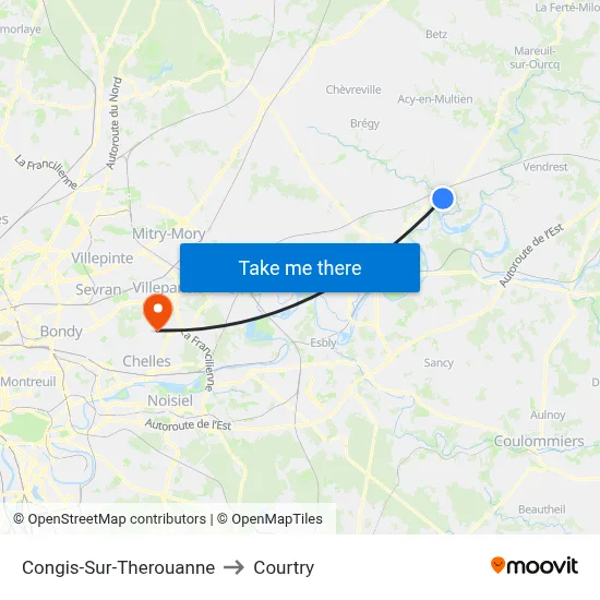 Congis-Sur-Therouanne to Courtry map