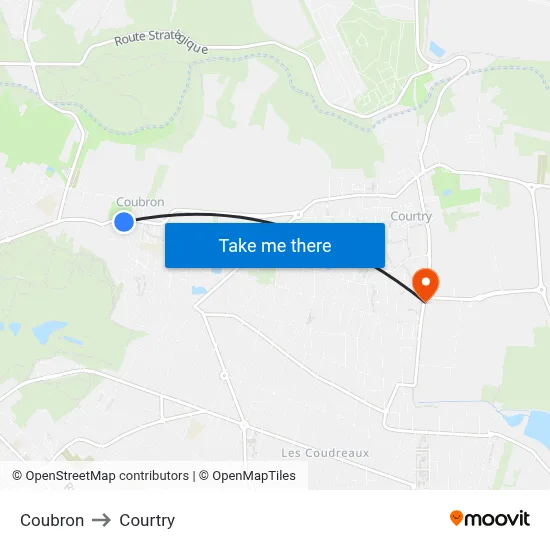 Coubron to Courtry map