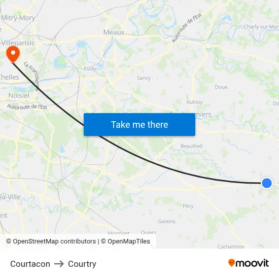 Courtacon to Courtry map