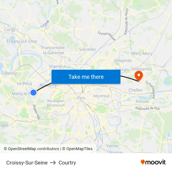 Croissy-Sur-Seine to Courtry map