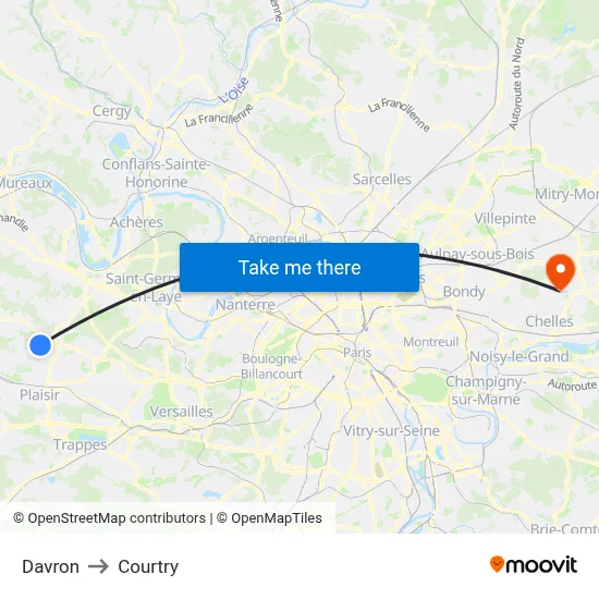 Davron to Courtry map