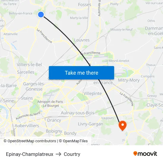 Epinay-Champlatreux to Courtry map